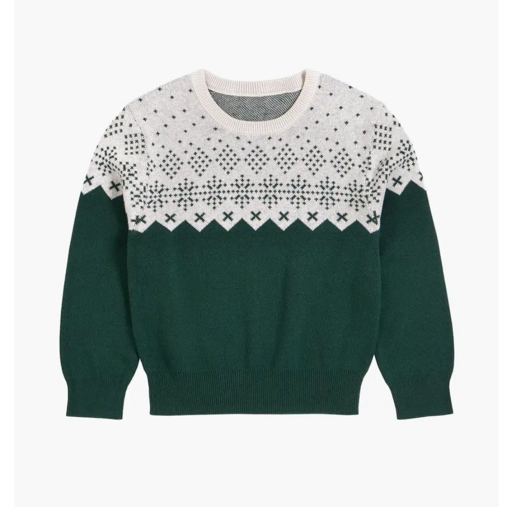 Petit Lem Kids' Fair Isle Organic Cotton Pullover (Big Kid) 8-10 Green